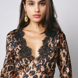 Pink Memories Dress With Sleeves And Lace Animal Degrade