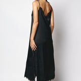 Pink Memories Slip Dress With Slit And Lace