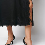 Pink Memories Slip Dress With Slit And Lace