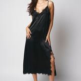 Pink Memories Slip Dress With Slit And Lace