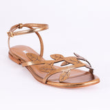 Antonio Barbato Nappa Laminato Gold Flat Sandals