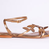 Antonio Barbato Nappa Laminato Gold Flat Sandals