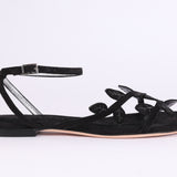 Antonio Barbato Camoscio Nero Flat Sandals