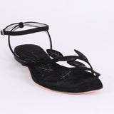 Antonio Barbato Camoscio Nero Flat Sandals