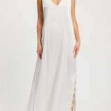 Pink Memories V-Neck Slip Dress With Slit and Lace