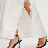 Pink Memories V-Neck Slip Dress With Slit and Lace