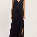 Pink Memories V-Neck Slip Dress With Slit and Lace