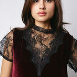 Pink Memories Wide Shoulder Dress With Lace 11937
