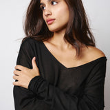 Isabel Benenato Black V-Neck Knit Sweater DK03F25