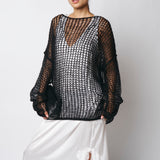 Isabel Benenato Black Open-Knit Sweater DK901F25