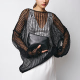 Isabel Benenato Black Open-Knit Sweater DK901F25