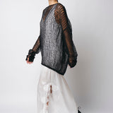 Isabel Benenato Black Open-Knit Sweater DK901F25