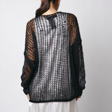 Isabel Benenato Black Open-Knit Sweater DK901F25