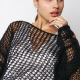 Isabel Benenato Black Open-Knit Sweater DK901F25