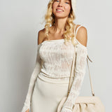 Isabel Benenato Open Shoulder Top