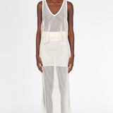 Isabel Benenato Shiny mesh V-neck tank top