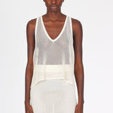 Isabel Benenato Shiny mesh V-neck tank top