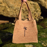 Manebi Raffia Palm square tote Beige V 2.2 DI