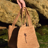 Manebi Raffia Palm square tote Beige V 2.2 DI