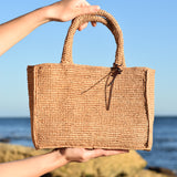 Manebi Natural Raffia Sunset Bag Small Tan V 2.2 AA