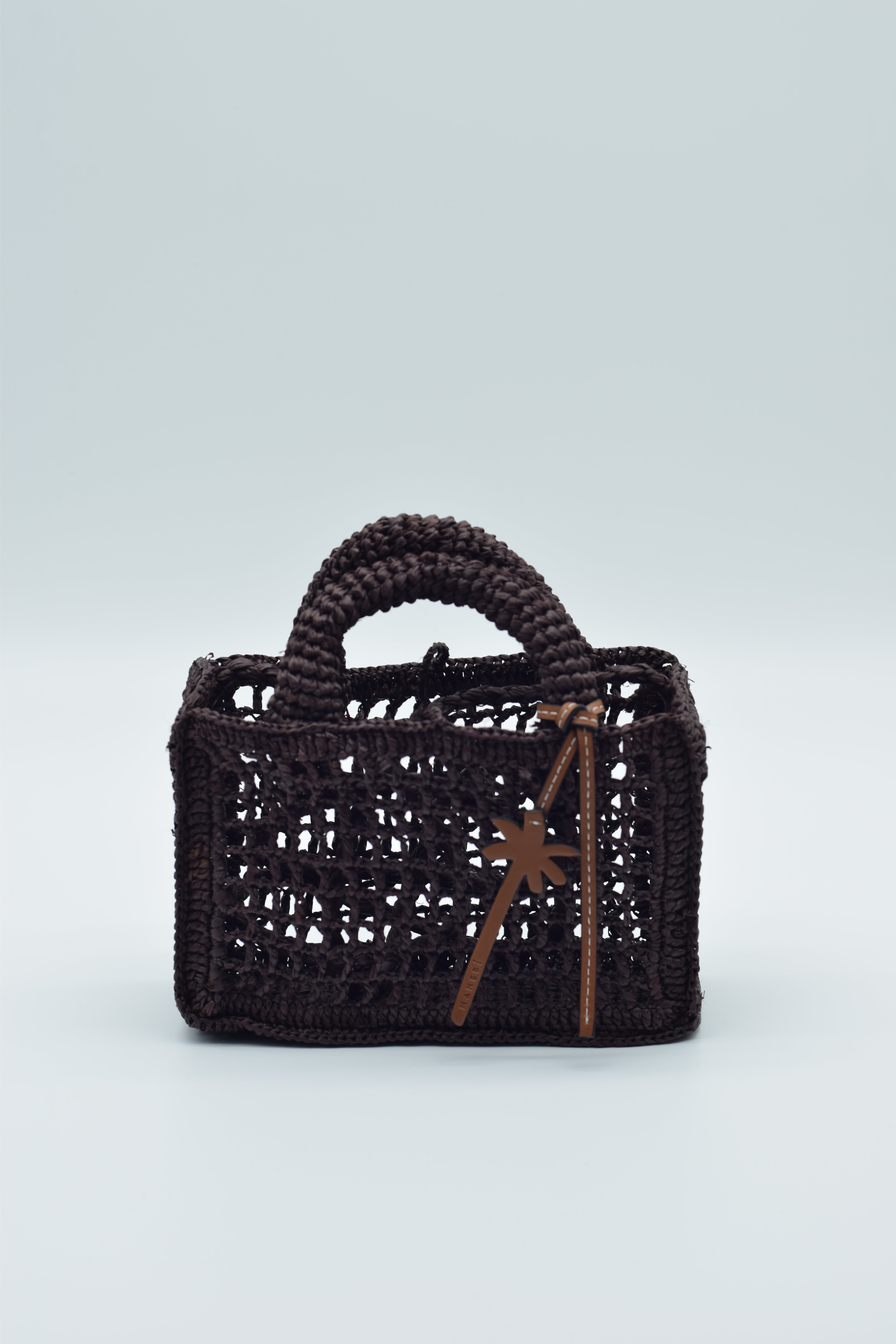 Manebi Natural Raffia Sunset Bag Mini Net Chocolate V 7.4 CP