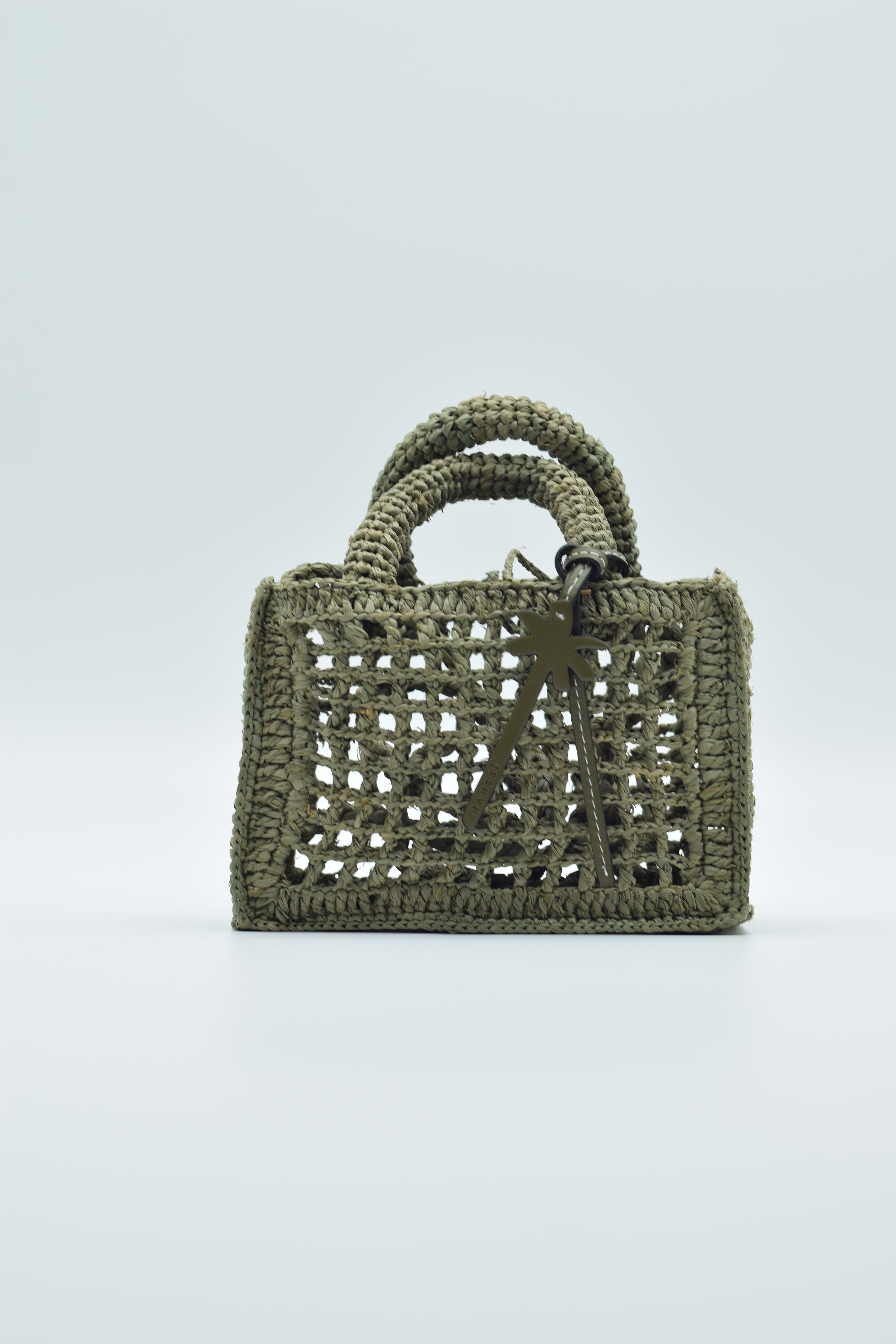 Manebi Natural Raffia Sunset Bag Mini Net Mineral Green V 7.7 CP