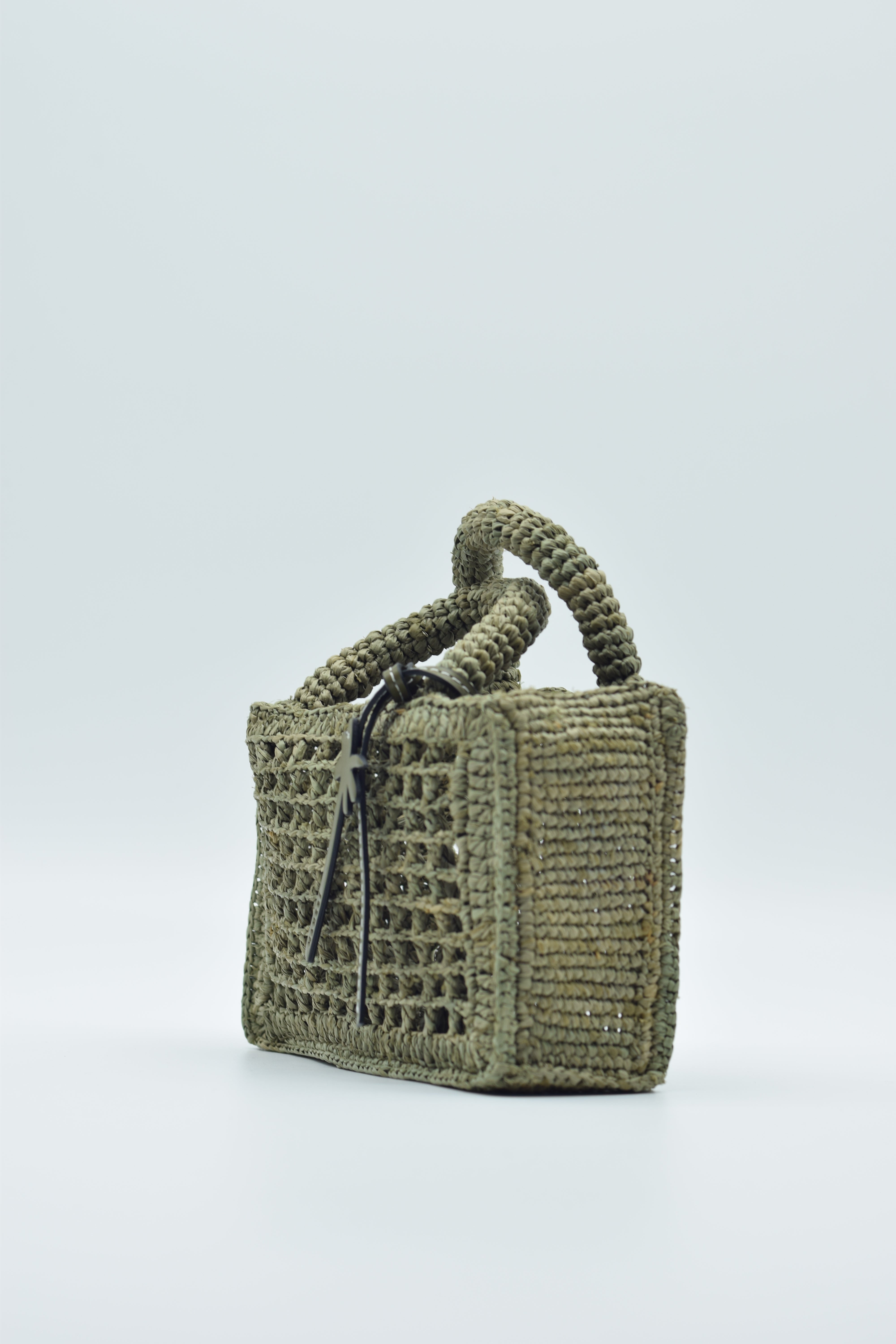Manebi Natural Raffia Sunset Bag Mini Net Mineral Green V 7.7 CP