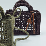 Manebi Natural Raffia Sunset Bag Mini Net Chocolate V 7.4 CP