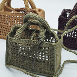 Manebi Natural Raffia Sunset Bag Mini Net Mineral Green V 7.7 CP