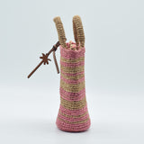 Manebi Natural Raffia Cabana Bag Tan and Pink Stripes V 5.8 AS