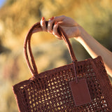 Manebi Natural Raffia Net Bag Rust V 7.9 CH