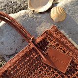 Manebi Natural Raffia Net Bag Rust V 7.9 CH