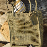 Manebi Natural Raffia Net Bag Mineral Green V 7.7 CH