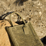 Manebi Natural Raffia Net Bag Mineral Green V 7.7 CH