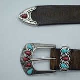 Post&Co Belt Dark Green/ Embellished Buckle Turquoise blue 10141