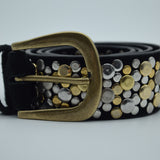 Post&Co Belt Black suede multi studs 10505