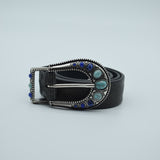 Post&Co Belt Dark Green/ Embellished Buckle Turquoise blue 10135