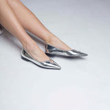 Sebastian Silver Leather Ballerinas With Strass