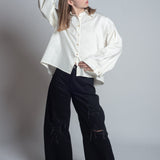 Isabel Benenato Cotton denim pants with raw cut