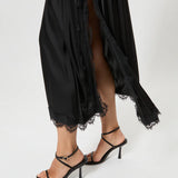 Pink Memories Asymmetrical Skirt With Slit And Lace