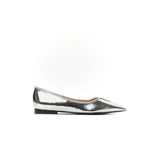 Sebastian Silver Leather Ballerinas With Strass