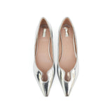 Sebastian Silver Leather Ballerinas With Strass